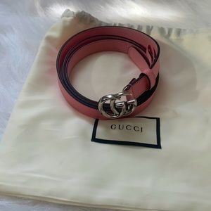Gucci Marmont GG thin belt (pink/silver). Size 105
